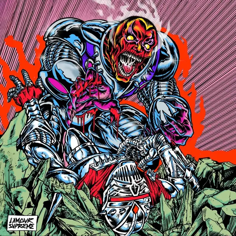 Artwork façon comic du personnage robotique de Czarface, le groupe de Frankie Pulitzer