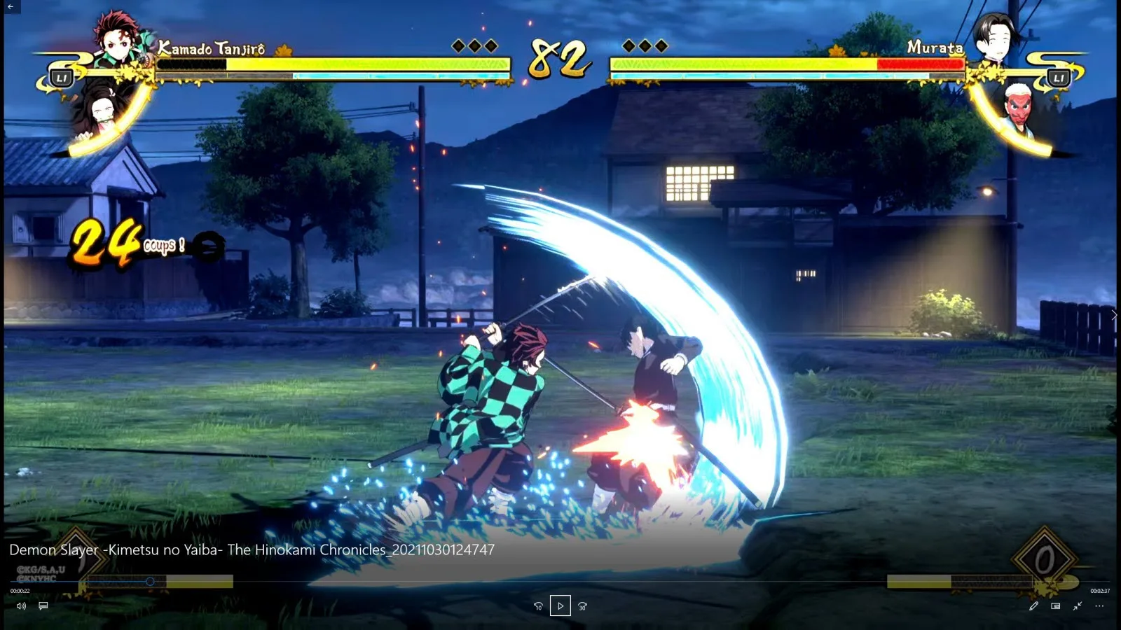 Tanjiro en plein combat au souffle de l'eau dans The Hinokami Chronicles 2