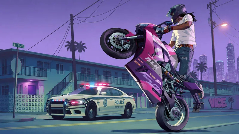 Illustration d'un motard dans l'univers de GTA 6
