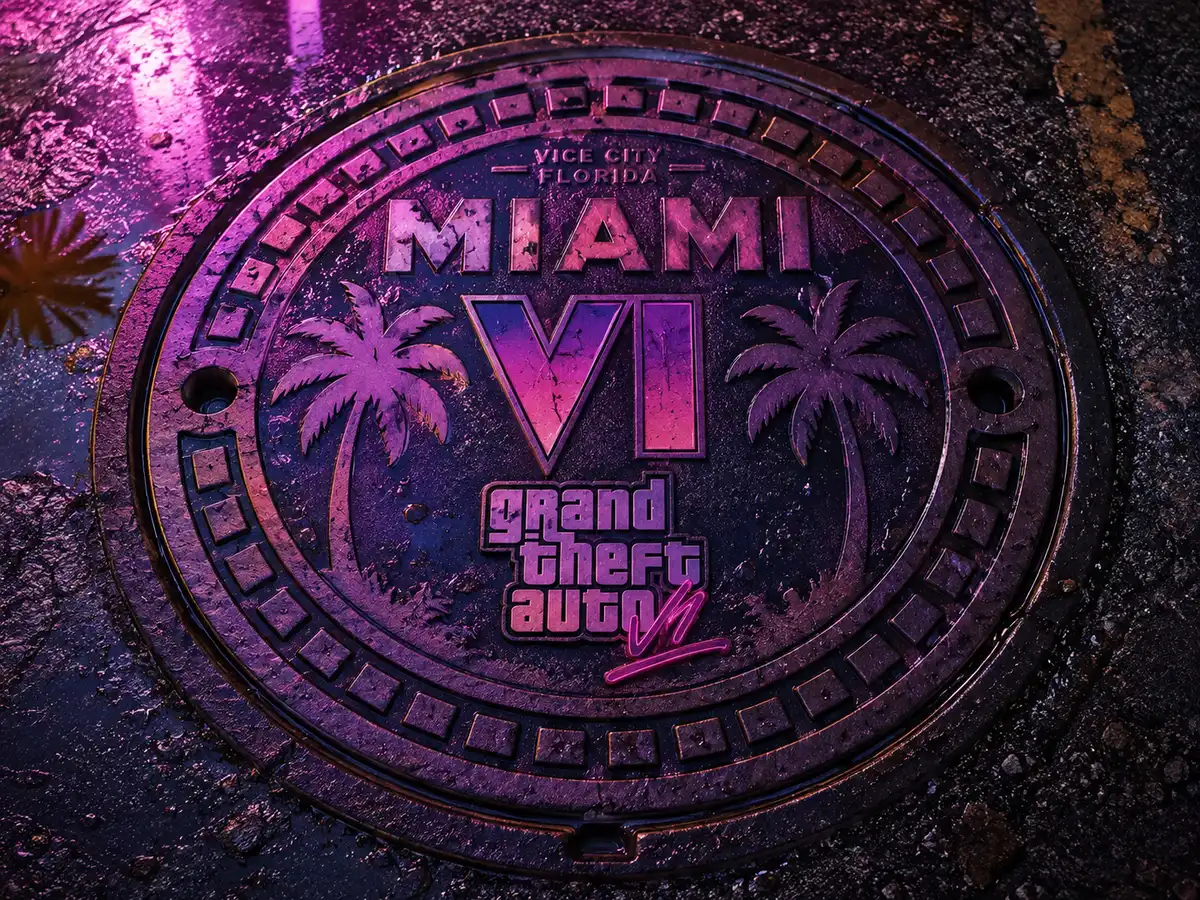Plaque d'égout personnalisée Miami Vice City aux couleurs de GTA 6
